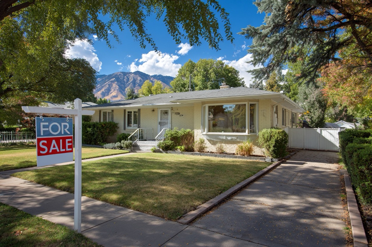 For sale by owner home in Salt Lake City Utah residential neighborhood