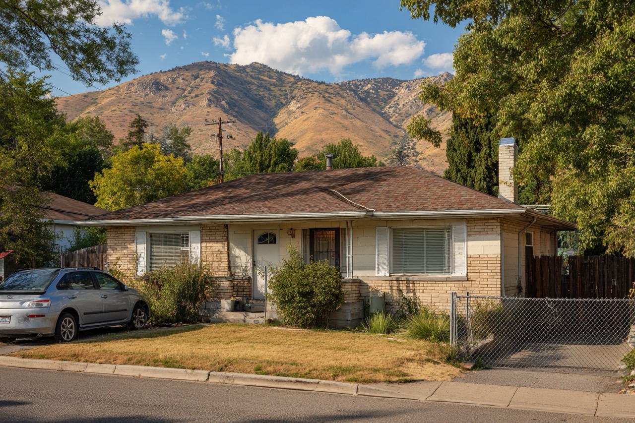 Probate home for sale in Salt Lake City Utah with mountain backdrop